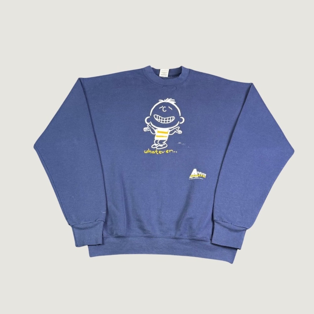 Vintage 1995 Fruit of the Loom Attitude Dude Whatever Sweatshirt Navy XL